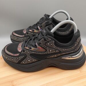 SKECHERS‎ Street Dazzle N Dash Shoes Womens 7 Black Tennis Studded Bling